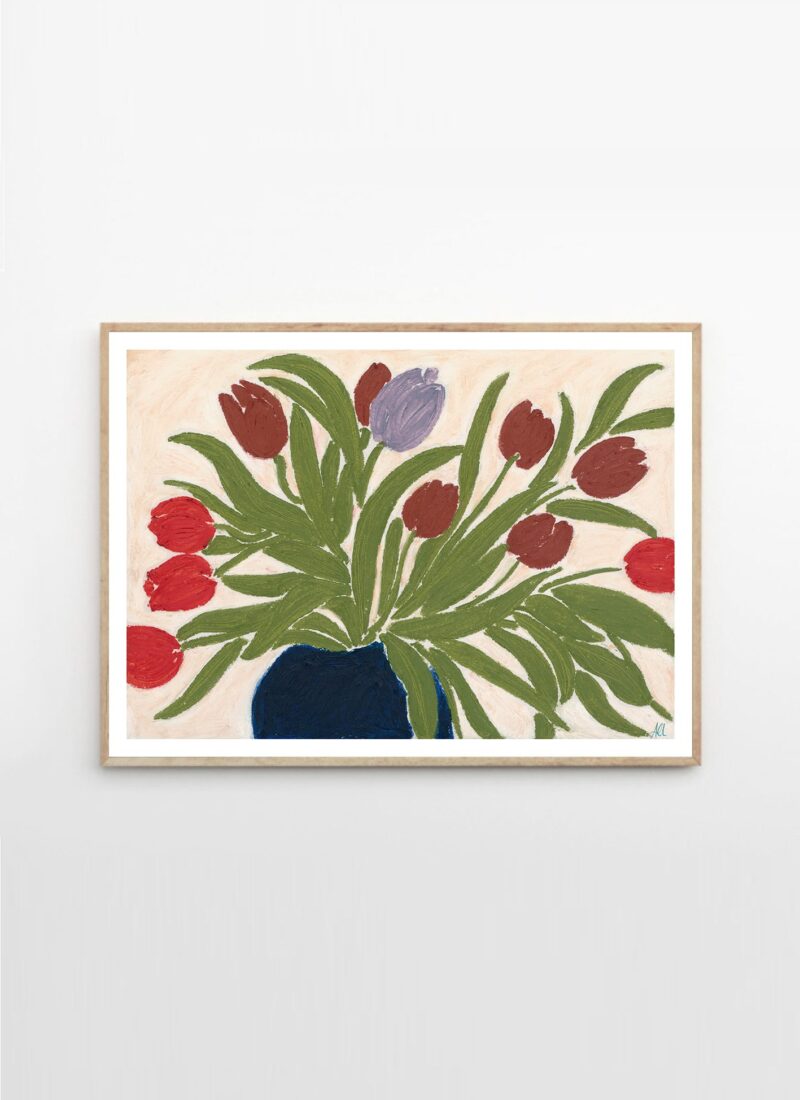 Tulips in a Blue Vase